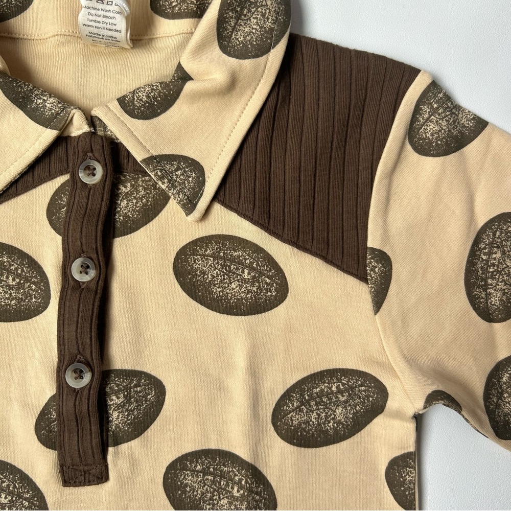 NWT Kate Quinn Football Button Up Shirt Boys 8Y Organic Cotton